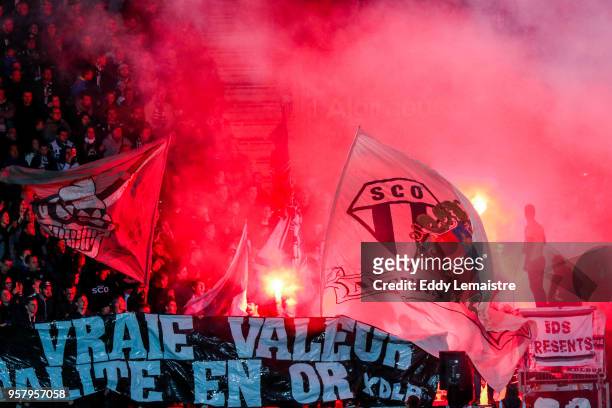 Fans of Angers during the Ligue 1 match between Angers SCO and Nantes at Stade Raymond Kopa on May 12, 2018 in Angers.