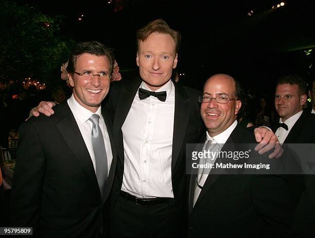 Kevin Reilly, Conan O'Brien and Jeff Zucker of NBC