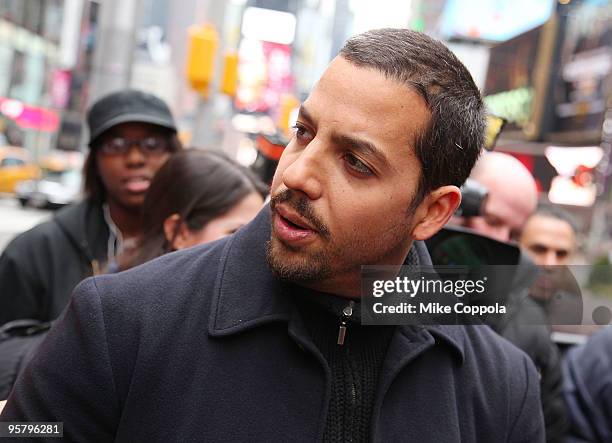 Illusionist David Blaine raises money for Haiti with a 72 hour Magic Marathon at Military Island, Times Square on January 15, 2010 in New York City.