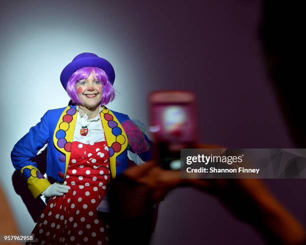 Guests interact with the clowns as a part of conceptual artist Jennifer Rubell's dessert performance during the Hirshhorn Museum 2018 Spring Gala at...