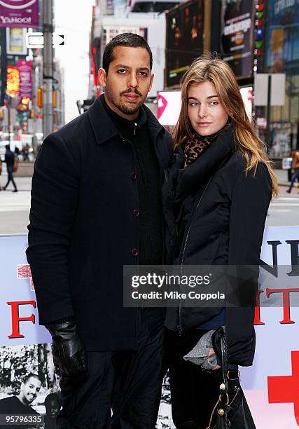 Alizee Guinochet and illusionist David Blaine raise money for Haiti with a 72 hour Magic Marathon at Military Island, Times Square on January 15,...