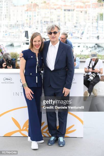 Director Wim Wenders and his wife Donata Wenders attend the photocall for the "Pope Francis - A Man Of His Word" during the 71st annual Cannes Film...