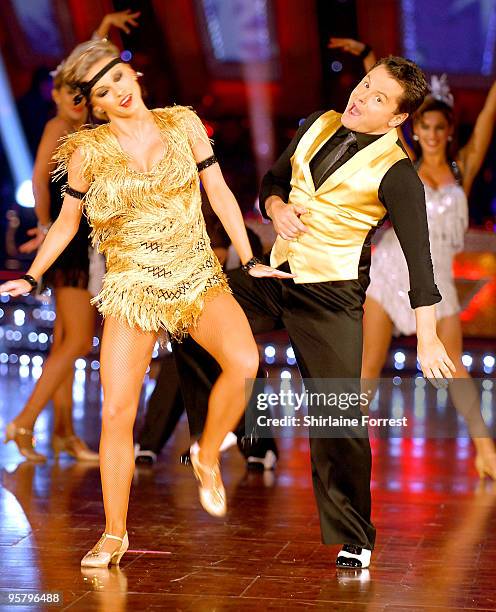 Chris Hollins and partner dance at photocall to launch the Strictly Come Dancing Live Tour at MEN Arena on January 15, 2010 in Manchester, England.