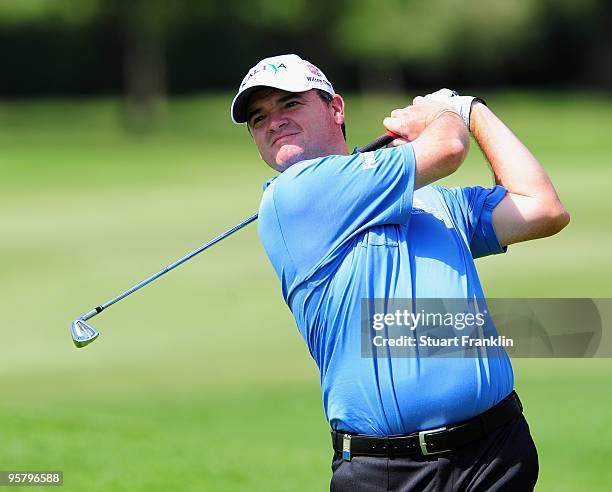 Paul Lawrie of Scotland plays his approach shot during the second round of the Joburg Open at Royal Johannesburg and Kensington Golf Club on January...