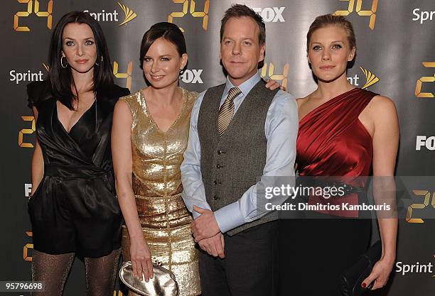 Annie Wersching, Mary Lynn Rajskub, Kiefer Sutherland and Katee Sackhoff attends the "24" Season 8 premiere at Jack H. Skirball Center for the...