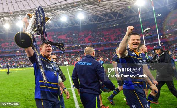 Bilbao , Spain - 12 May 2018; Tadhg Furlong, left, and Jonathan Sexton of Leinster following their victory in the European Rugby Champions Cup Final...