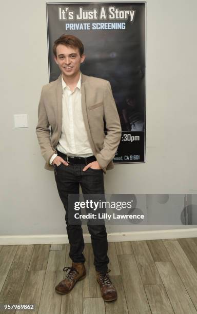 Actor Dylan Riley Snyder attends world premiere of Allisyn Ashley Arm's "It's Just A Story" at Gray Studios on May 12, 2018 in Los Angeles,...