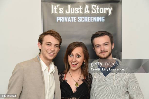 Actor Dylan Riley Snyder, Bryan Morrison and Allisyn Ashley Arm attends world premiere of Allisyn Ashley Arm's "It's Just A Story" at Gray Studios on...