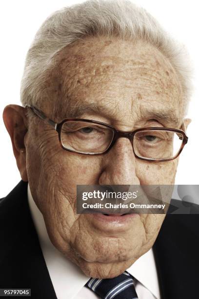 Former Secretary of State Dr. Henry Kissinger photographed at his offices in New York, NY on December 11, 2009 for Newsweek Magazine. Published image.