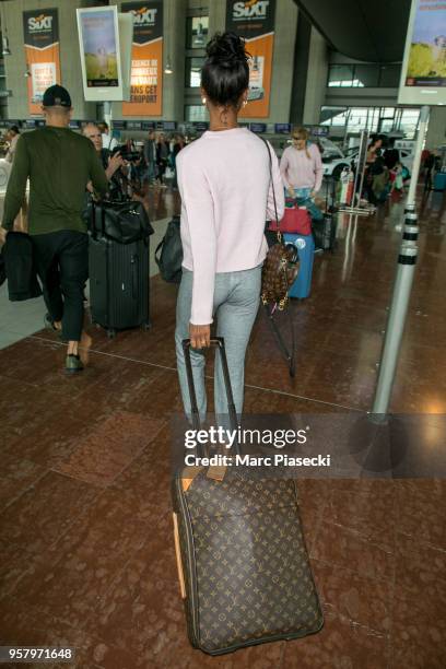Model Jasmine Tookes is seen during the 71st annual Cannes Film Festival at Nice Airport on May 13, 2018 in Nice, France.