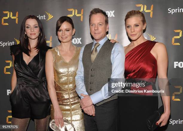 Annie Wersching, Mary Lynn Rajskub, Kiefer Sutherland and Katee Sackhoff attends the "24" Season 8 premiere at Jack H. Skirball Center for the...