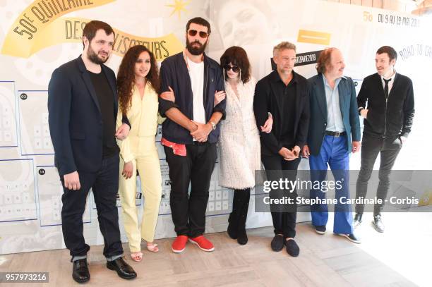 Karim Leklou, Oulaya Amamra, Romain Gavras, Isabelle Adjani, Vincent Cassel, Philippe Katerine and Sofian Khammes attend the Quinzaine Des...