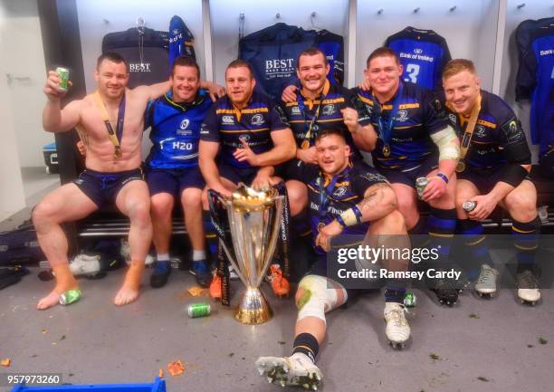 Bilbao , Spain - 12 May 2018; Leinster's Cian Healy, scrum coach John Fogarty, Sean Cronin, Jack McGrath, Andrew Porter, Tadhg Furlong and James...