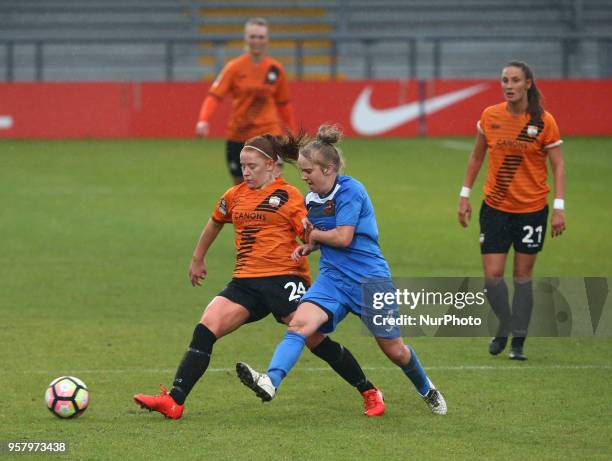 Merrick Will of London Bees and Melissa Johnson of Sheffield FC Ladies during Women's Super League 2 match between London Bees against Sheffield FC...