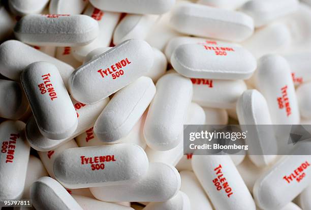 Recalled Tylenol Extra Strength caplets, lot AMA008, distributed by the McNeil Consumer Healthcare division of Johnson & Johnson, are displayed for a...