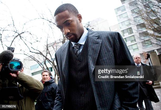 Player Gilbert Arenas arries at District of Columbia Court January 15, 2010 in Washington, DC. The Washington Wizards star was to appear in court to...