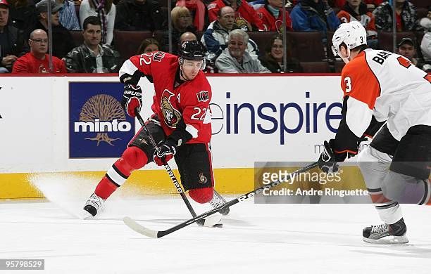 Chris Kelly of the Ottawa Senators skates against the Philadelphia Flyers at Scotiabank Place on January 3, 2010 in Ottawa, Ontario, Canada.