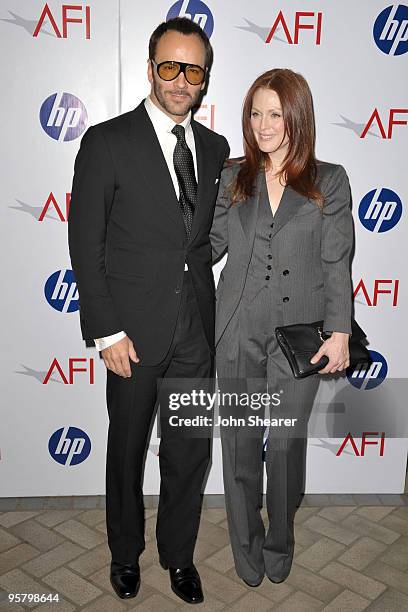 Director Tom Ford and actress Julianne Moore arrive at the Tenth Annual AFI Awards 2009 held at Four Seasons Beverly Hills on January 15, 2010 in Los...