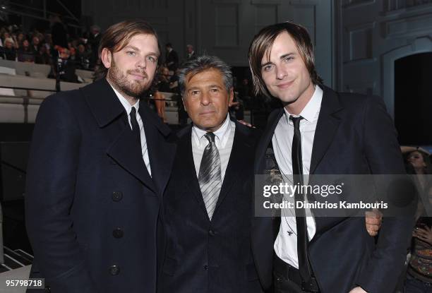 Caleb Followill and Jared Followill of Kings of Leon with Ed Razek, President and Chief Marketing Officer of Victoria's Secret and Jay-Z attend the...