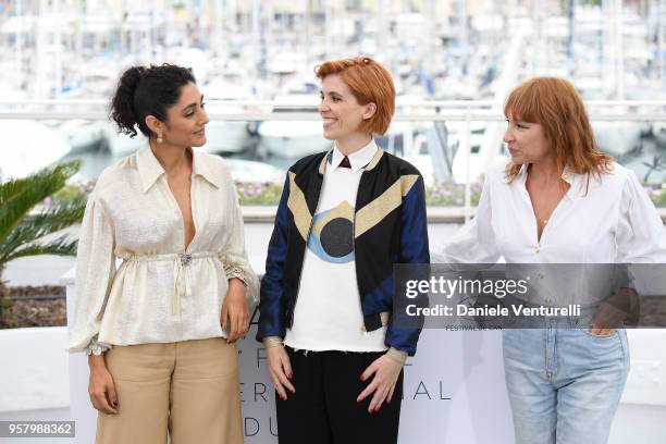 Actress Golshifteh Farahani, director Eva Husson and actress Emmanuelle Bercot attend the photocall for the "Girls Of The Sun " during the 71st...