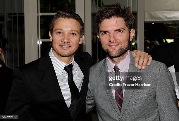 Actors Jeremy Renner and Adam Scott attend the Tenth Annual AFI Awards 2009 held at Four Seasons Beverly Hills on January 15, 2010 in Los Angeles,...