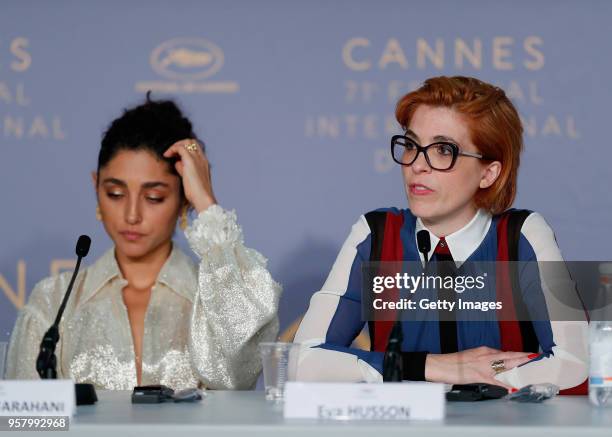 Iranian actress Golshifteh Farahani and French director Eva Husson attends the press conference for "Girls Of The Sun " during the 71st annual Cannes...