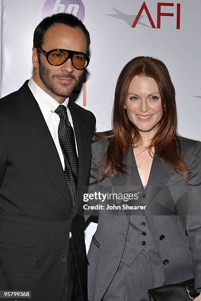 Director Tom Ford and actress Julianne Moore arrive at the Tenth Annual AFI Awards 2009 held at Four Seasons Beverly Hills on January 15, 2010 in Los...