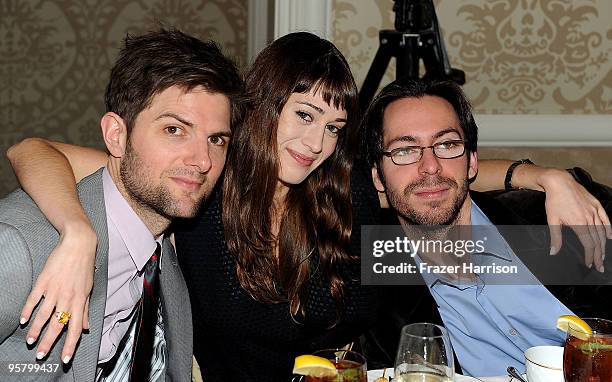 Actors Adam Scott, Lizzy Caplan, and Martin Starr arrive at the Tenth Annual AFI Awards 2009 held at Four Seasons Beverly Hills on January 15, 2010...