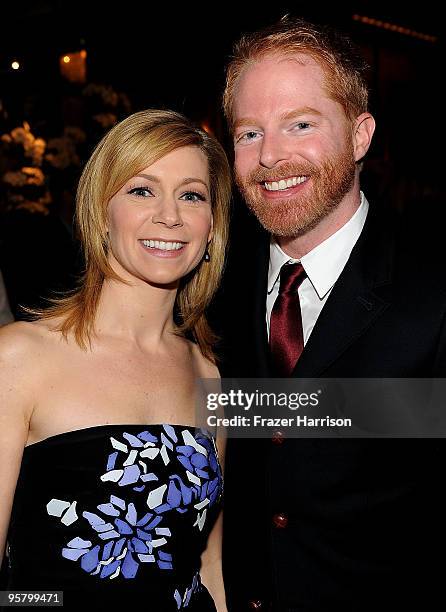 Actors Carrie Preston and Jesse Tyler Ferguson attend the Tenth Annual AFI Awards 2009 held at Four Seasons Beverly Hills on January 15, 2010 in Los...