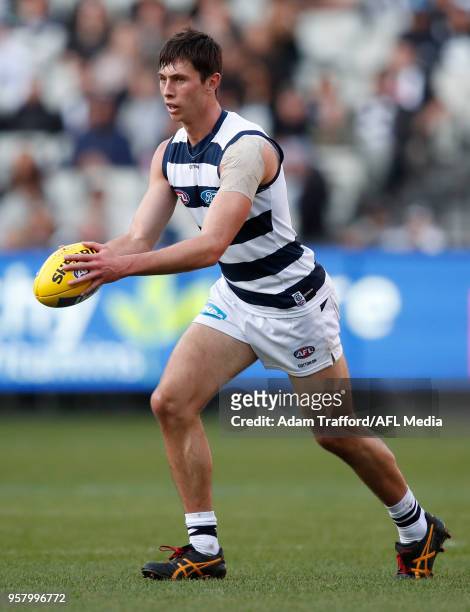 Jack Henry of the Cats in action during the 2018 AFL round eight match between the Collingwood Magpies and the Geelong Cats at the Melbourne Cricket...