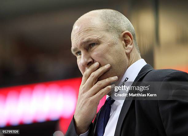 Head coach Don Jackson of Berlin is seen during the DEL Bundesliga match between EHC Eisbaeren Berlin and Adler Mannheim at O2 World stadium on...