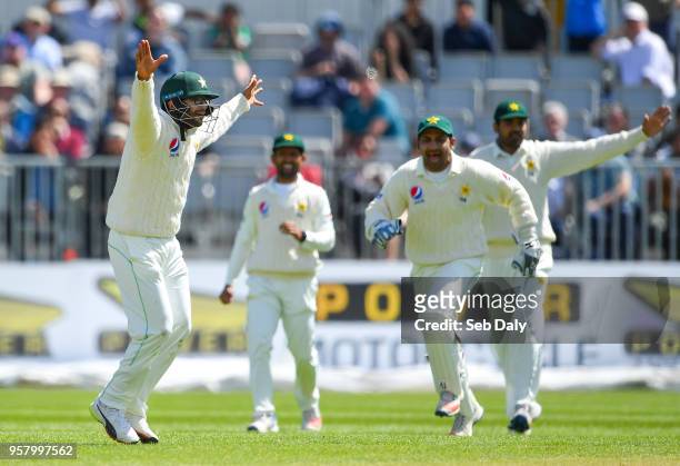Dublin , Ireland - 13 May 2018; Imam-ul-Haq of Pakistan, left, appeals for a run-out during day three of the International Cricket Test match between...