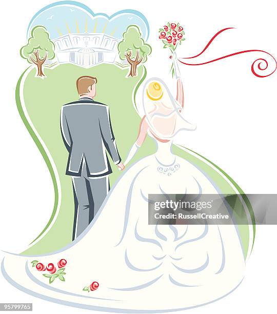 wedding couple - dinner jacket man stock illustrations