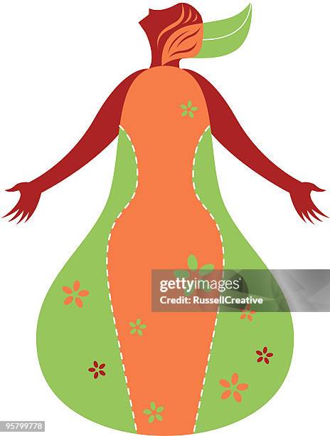 梨形の女性 - 胴上げ点のイラスト素材／クリップアート素材／マンガ素材／アイコン素材