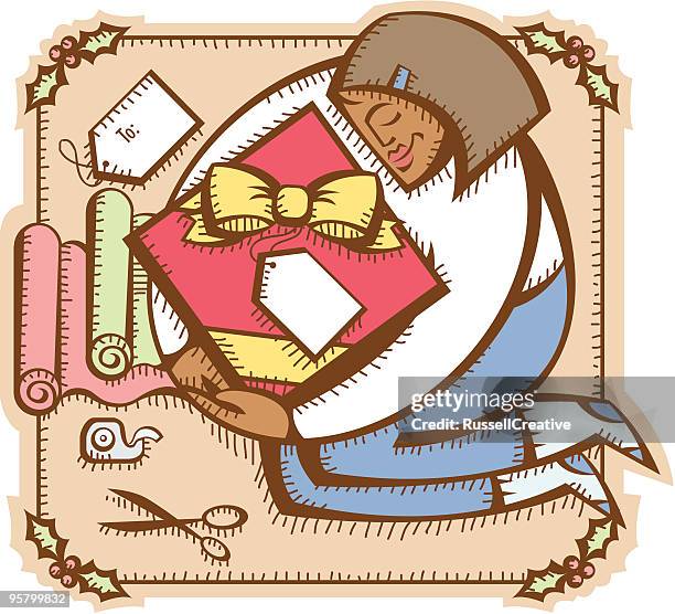 holiday gift - red socks stock illustrations