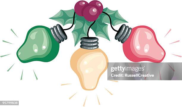 holiday lights - winterberry holly stock illustrations