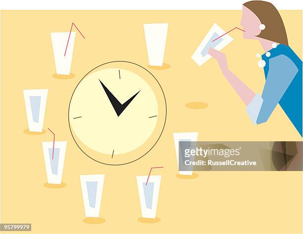 eight glasses of water a day - creative08 stock illustrations