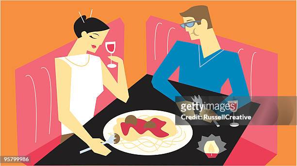 dinner date - asian eating stock illustrations