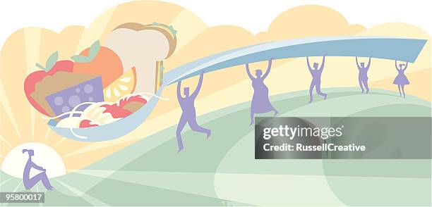 feeding someone - light at the end of the tunnel stock illustrations stock illustrations