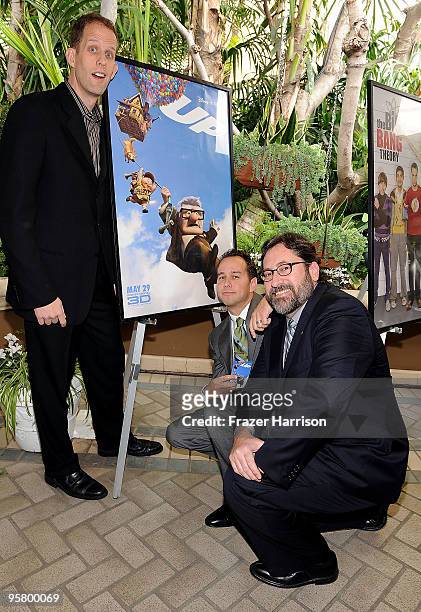 Writer/Director Pete Docter, producer Jonas Rivera and actor/writer/director Bob Peterson arrive at the Tenth Annual AFI Awards 2009 held at Four...