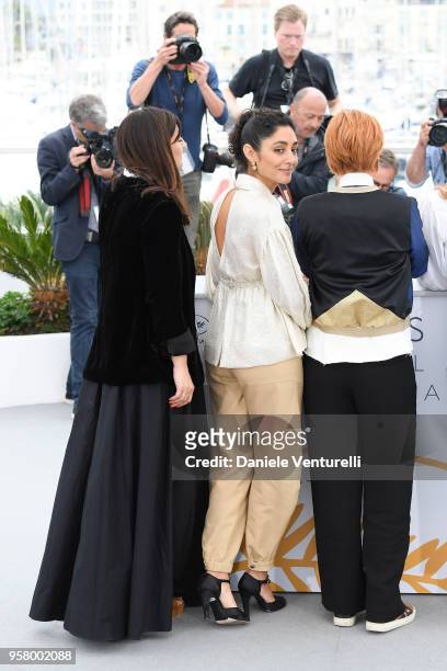 Producer Didar Domehri, actress Golshifteh Farahani and director Eva Husson attend the photocall for the "Girls Of The Sun " during the 71st annual...