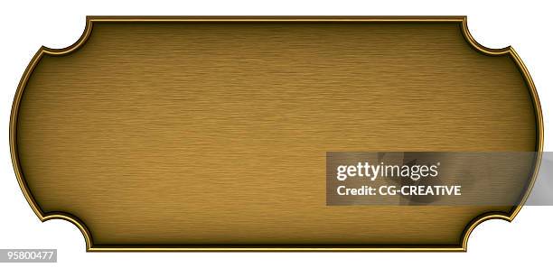 blank brass plaque on a white background - memorial plaque stock pictures, royalty-free photos & images