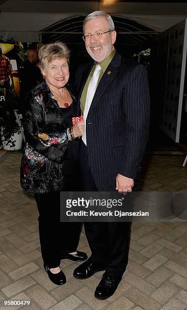 Writer/producer/jury member Leonard Maltin and wife Alice Tlusty Maltin attend the Tenth Annual AFI Awards 2009 held at Four Seasons Beverly Hills on...