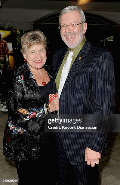 Writer/producer/jury member Leonard Maltin and wife Alice Tlusty Maltin attend the Tenth Annual AFI Awards 2009 held at Four Seasons Beverly Hills on...