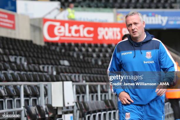 Stoke City manager Paul Lambert during the Premier League match between Swansea City and Stoke City at Liberty Stadium on May 13, 2018 in Swansea,...