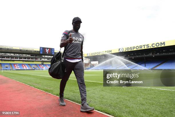 Pape Souare of Crystal Palace arrives at the stadium prior to the Premier League match between Crystal Palace and West Bromwich Albion at Selhurst...