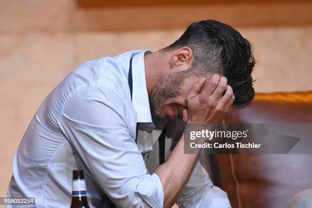 Actor Erick Elias performs a scene on stage of the theater play 'Straight' during a Press Performance at Milan Theatre on May 11, 2018 in Mexico...