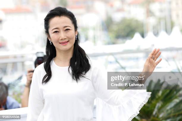 Tao Zha at the "Ash Is The Purest White " photocall during the 71st Cannes Film Festival at the Palais des Festivals on May 12, 2018 in Cannes,...