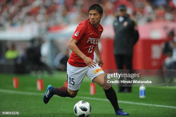 Kazuki Nagasawa of Urawa Red Diamonds in action during the J.League J1 match between Urawa Red Diamonds and Sagan Tosu at Saitama Stadium on May 13,...