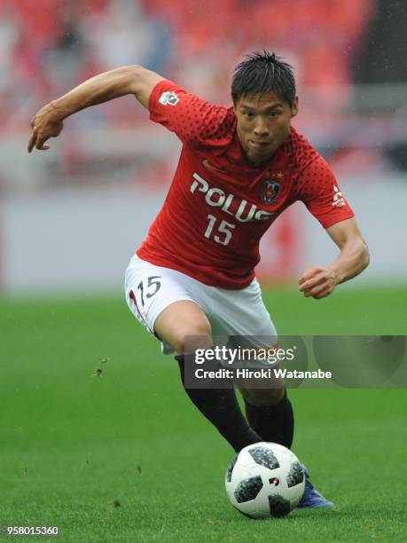 Kazuki Nagasawa of Urawa Red Diamonds in action during the J.League J1 match between Urawa Red Diamonds and Sagan Tosu at Saitama Stadium on May 13,...